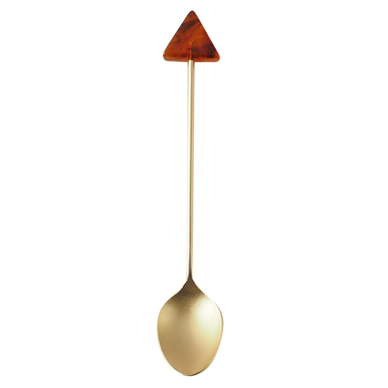 Stainless Steel Coffee Small Stirring Spoon Simple Acrylic Gold-plated Geometric Shape Dessert Spoon: C1