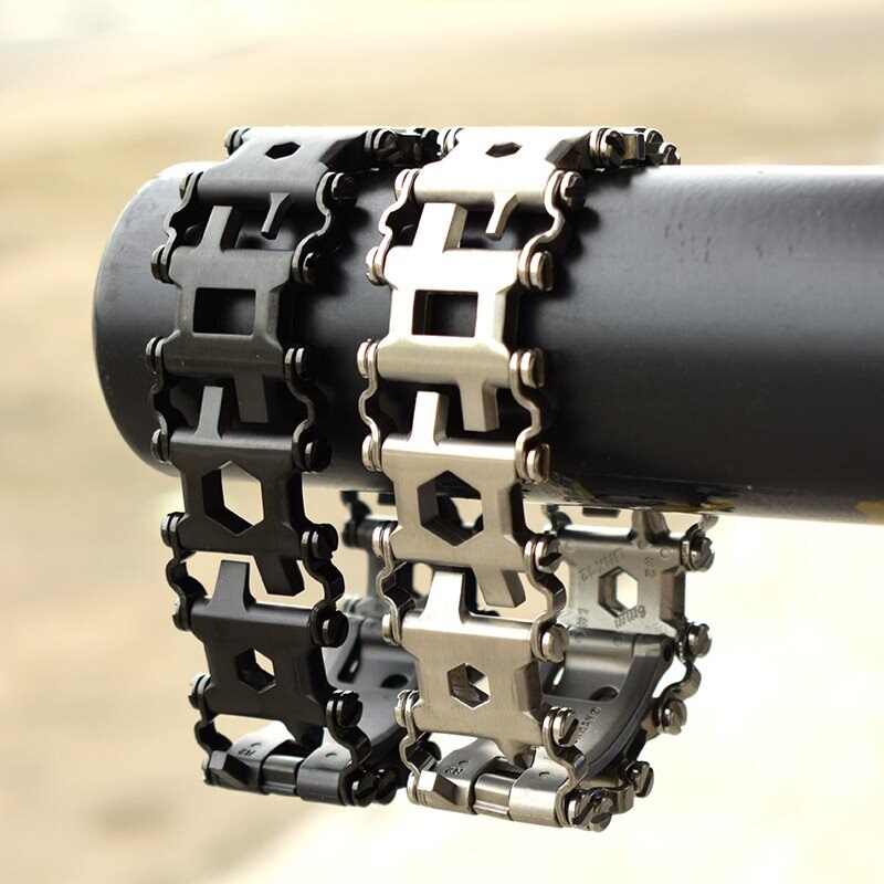 Pulsera multiherramienta 29 en 1, pulsera de reparación multifunción de acero inoxidable, llave de destornillador, Kit de emergencia para bicicleta y acampada
