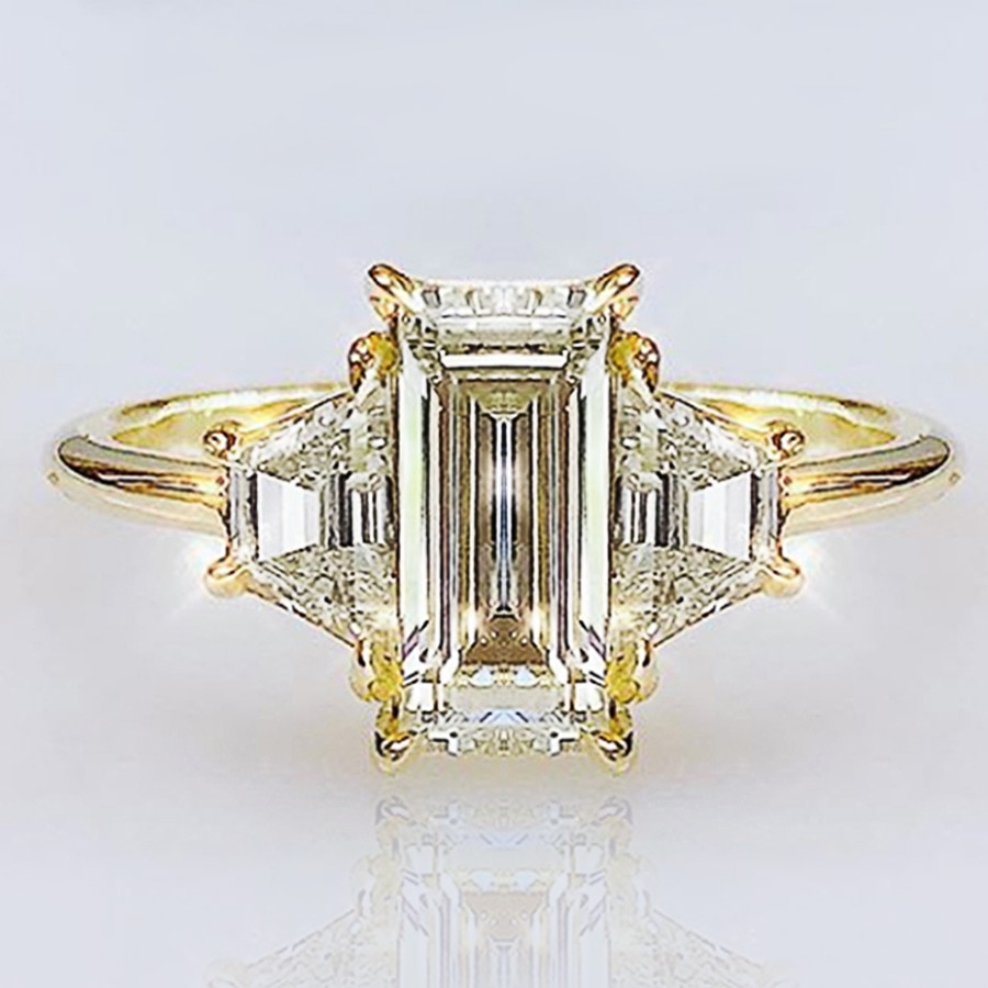 Huitan Semplice design Classico Da Sposa Cerimonia di nozze Anelli Brillante Geometrica CZ Zircone Elegante Delle Donne dell'anello Dei Monili del Regalo di Anniversario: 9