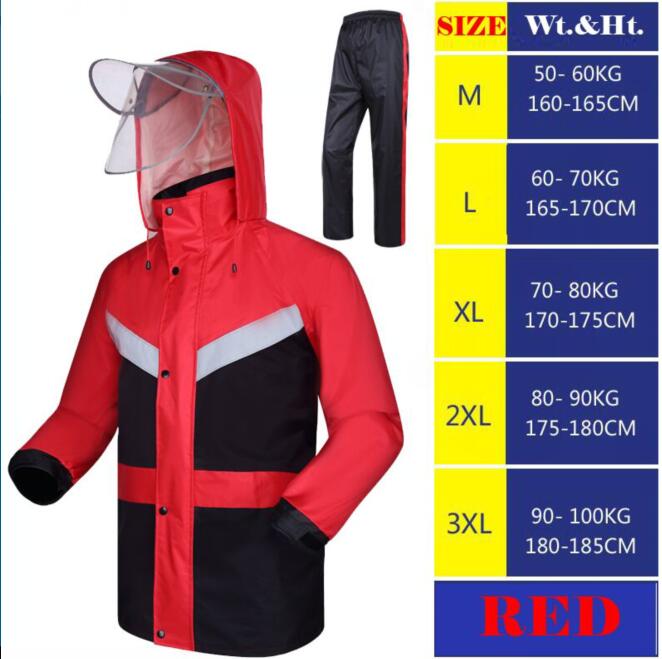 Novidade alta visibilidade moda chuva equipamento chuva casaco de chuva à prova d&#39; água reflexivo calças roupas de trabalho segurança frete grátis: Red / XXXL