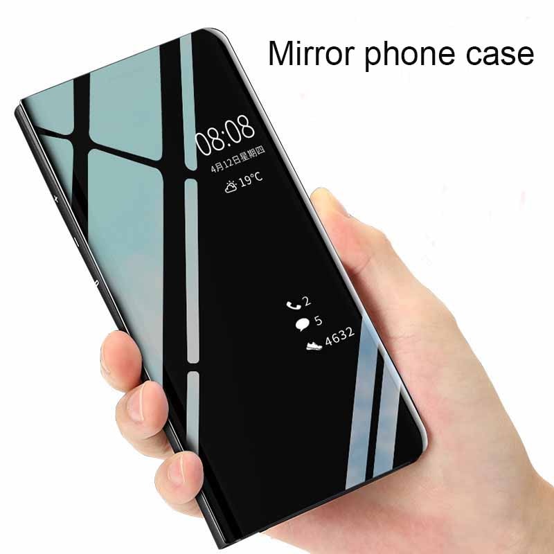 Flip Leather telefon Cover For Huawei p20 p20pro p20lite Smart Mirror Mobile phone Case phone holder stand accessory bag