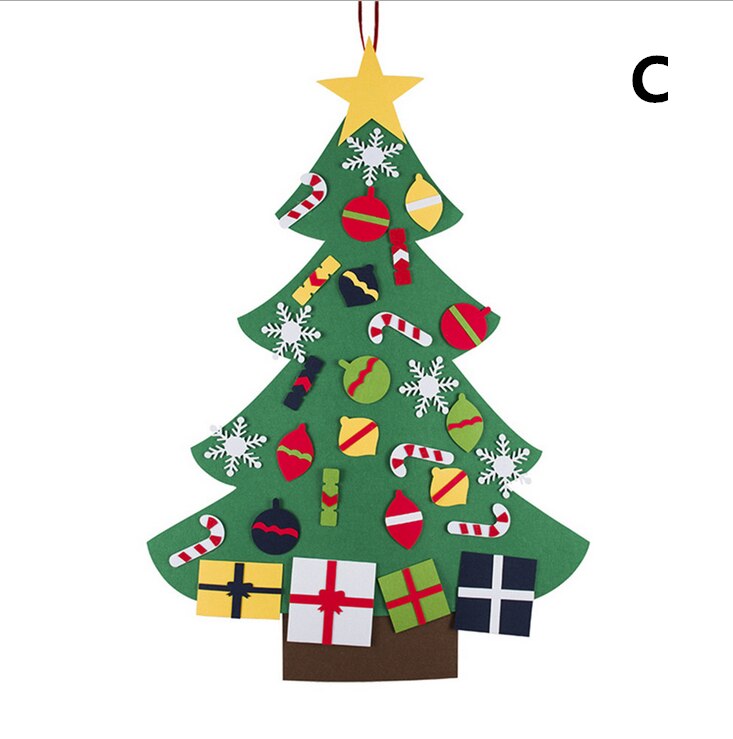 Bricolage feutre arbre de noël nouvel an enfants jouets arbre artificiel tenture murale ornements décoration de noël pour la maison: C