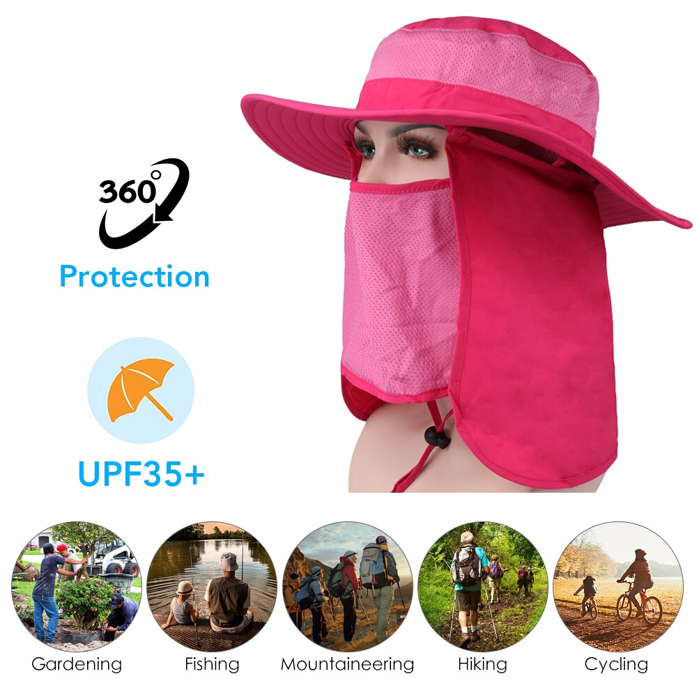 Outdoor Zon Bescherming Camping Vissen Hoed Brede Rand Zon Cap met Verwisselbare Nek Gezicht Flap Cover Cap voor Mannen en vrouwen