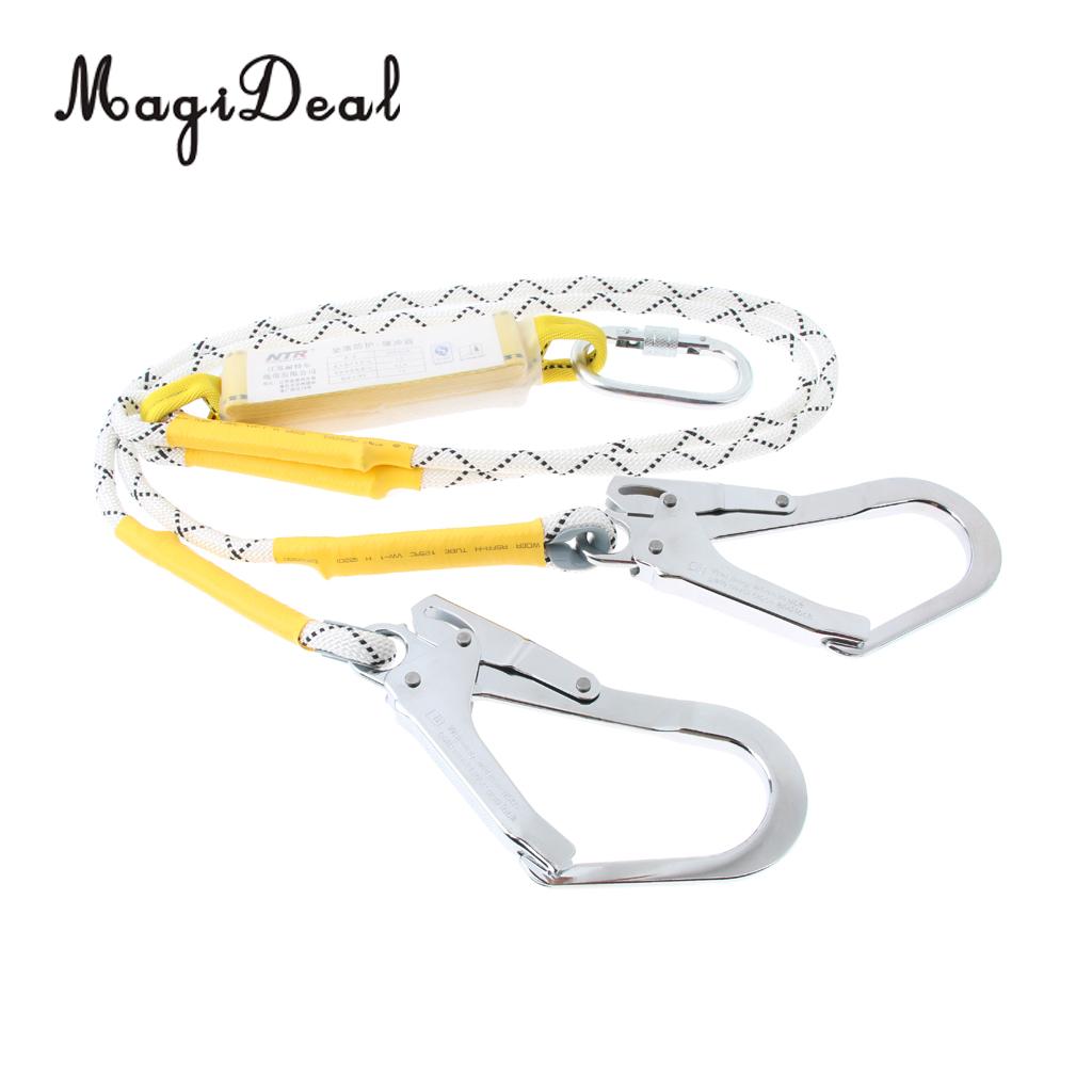 MagiDeal Fall Protection Dual Leg Shock Absorbing Lanyard 1.2m Safety Harness with Carabiners for Rock Climbing Downhill Hiking