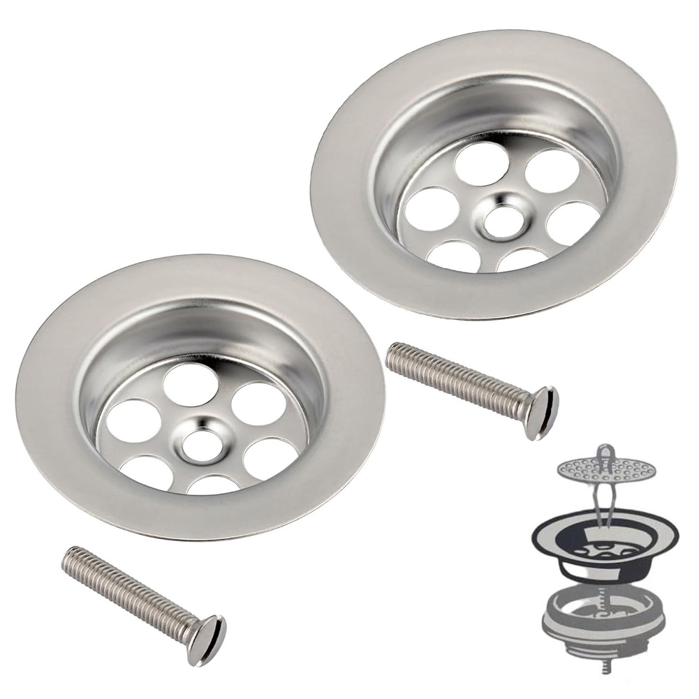 2 Set 70mm Stainless Steel Bath Plug Hole Spare With Screw Drain Accessories Home Bathroom Drain Parts
