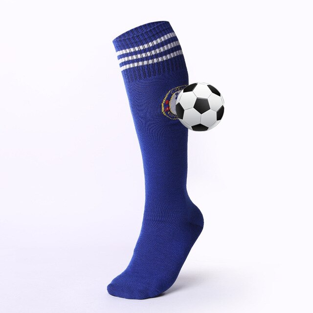 Calze da calcio per bambini professionali per adulti calze lunghe calze da allenamento per Jogging sportive antiscivolo traspiranti al ginocchio: QEX blue / for adults