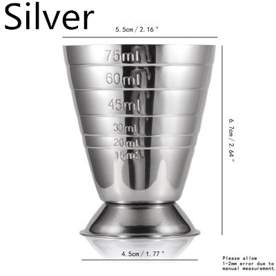 Japanse stijl maatbeker gereedschap maatbeker cocktail jigger bar handig en eenvoudig en veelkleurige bar maten: Zilver