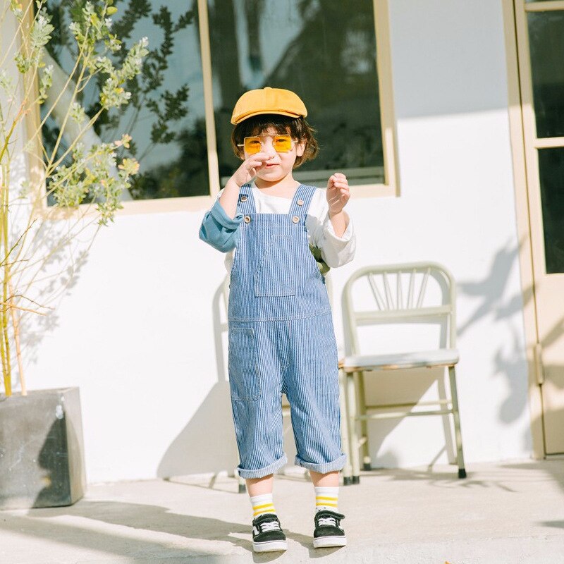 Jeans voor jongens kindertrainingspakken lente zomer jumpsuit voor meisjes overalls voor kinderen kinderbroek met wijde pijpen van katoen casual