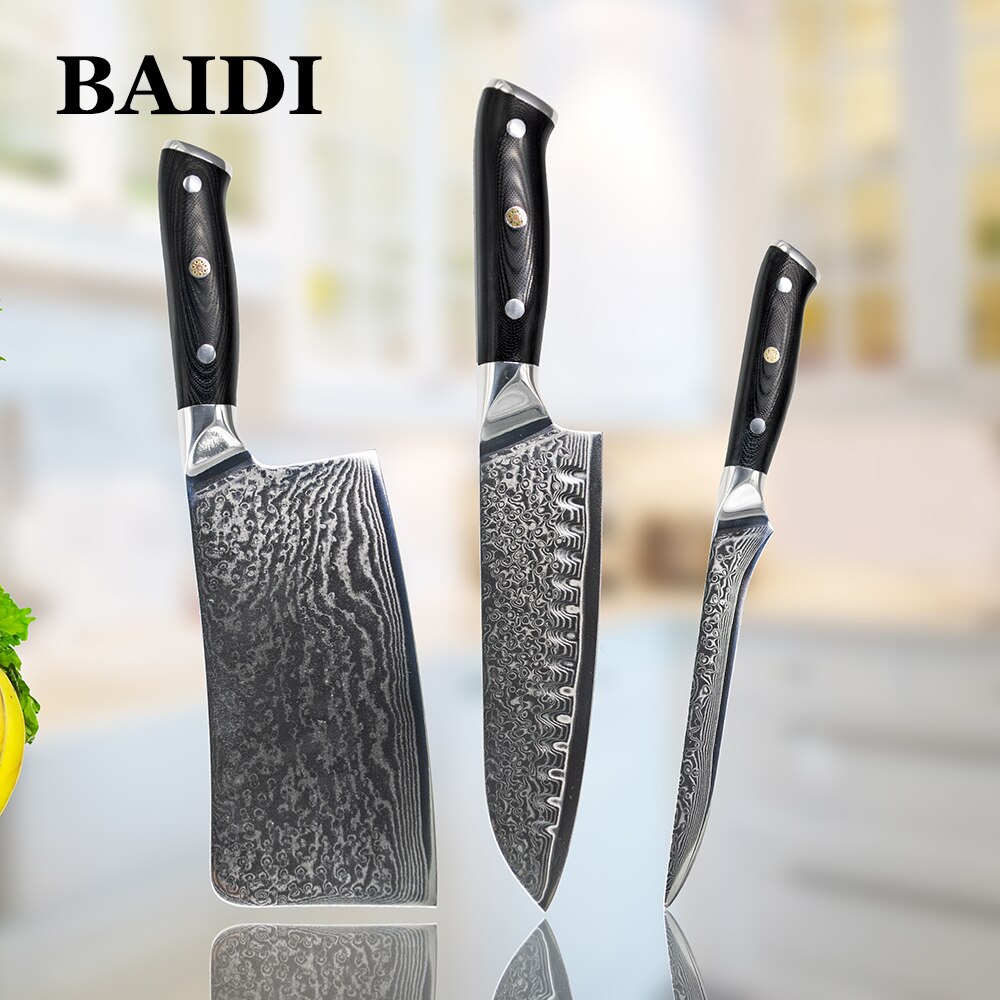 Kitchen Knives 8 inch Damascus Steel Chef Knife set Utility Cleaver Knives Meat Japanese Santoku Knife Cooking Slicing Knife