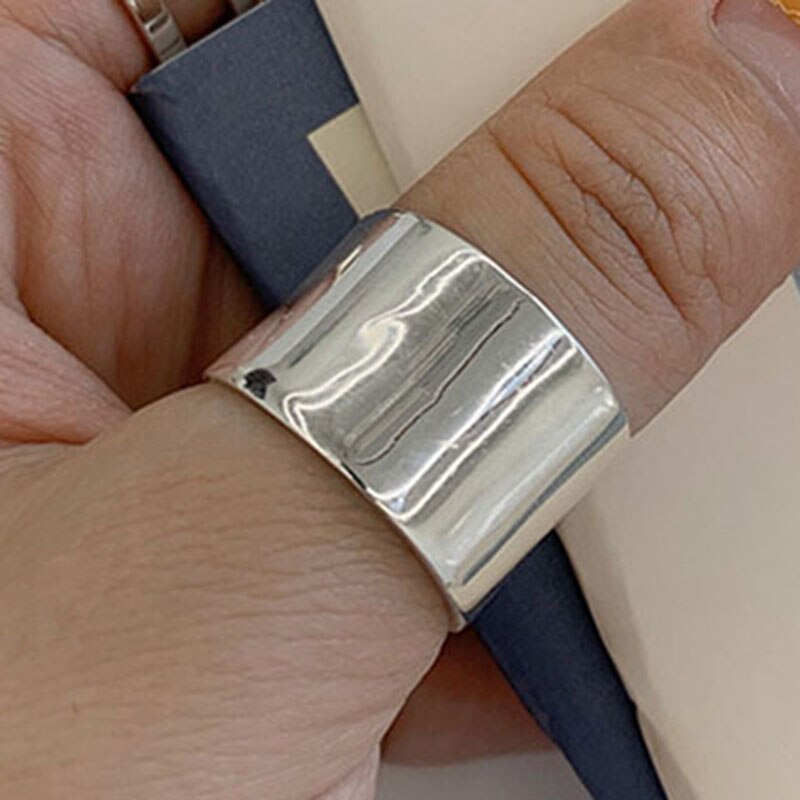 Foxanry 925 Sterling Silver Finger Rings for Women Minimalist Geometric Handmade Width anillos Party Jewelry: Width