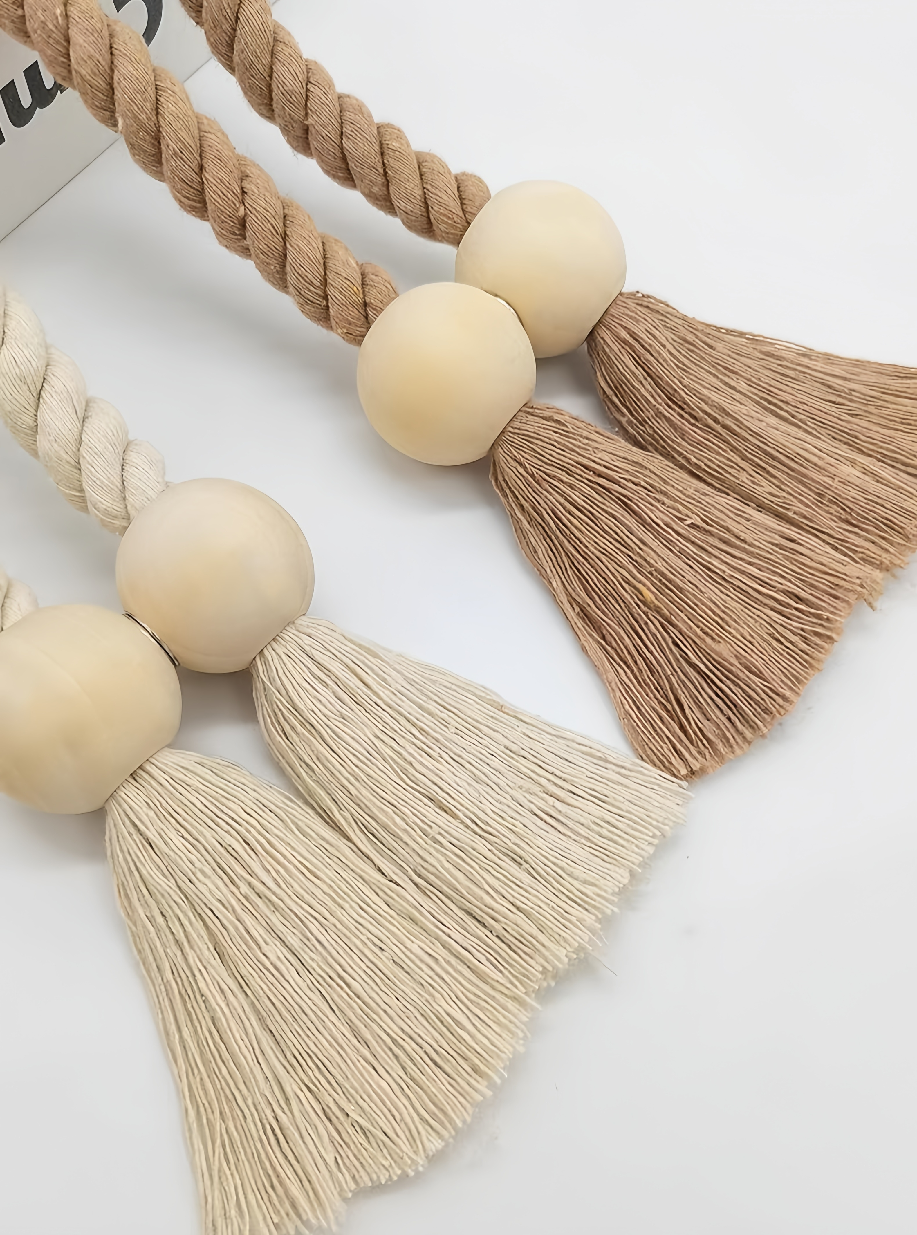 Amarre de cortina con nudo magnético de madera maciza tejido a mano con estilo Boho, adecuado para la decoración del hogar de la sala de estar y el dormitorio.