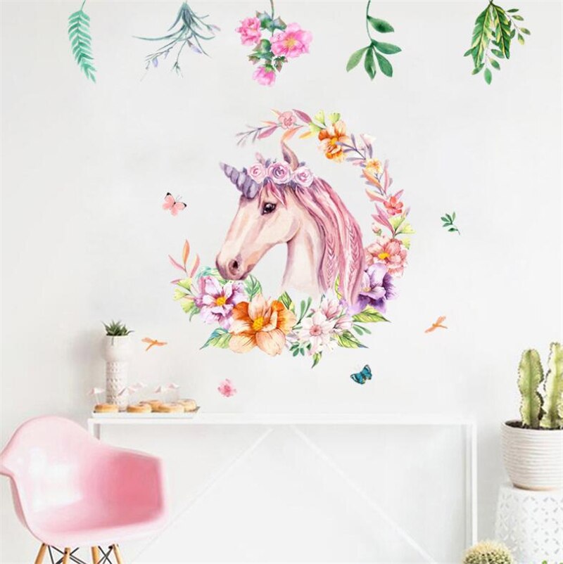 3D Rose flower unicorn wall sticker living room bedroom wall decoration modern art mural: 7