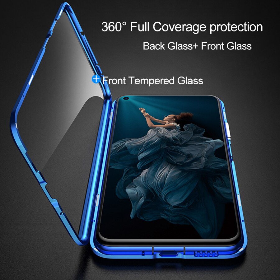 Magnetic case For huawei nova 5t 5 t t5 yal-l21 Double Sided glass phone cover honor 20 pro case nova5T Metal Adsorption fundas