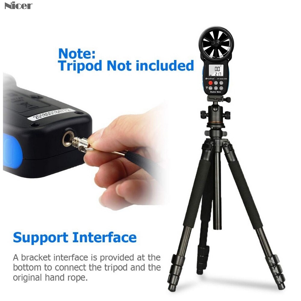 6 In 1 Anemometro Digitale Anemometer Windsnelheid Meting Wind Apparaat Handheld Met Draagtas HP-866B