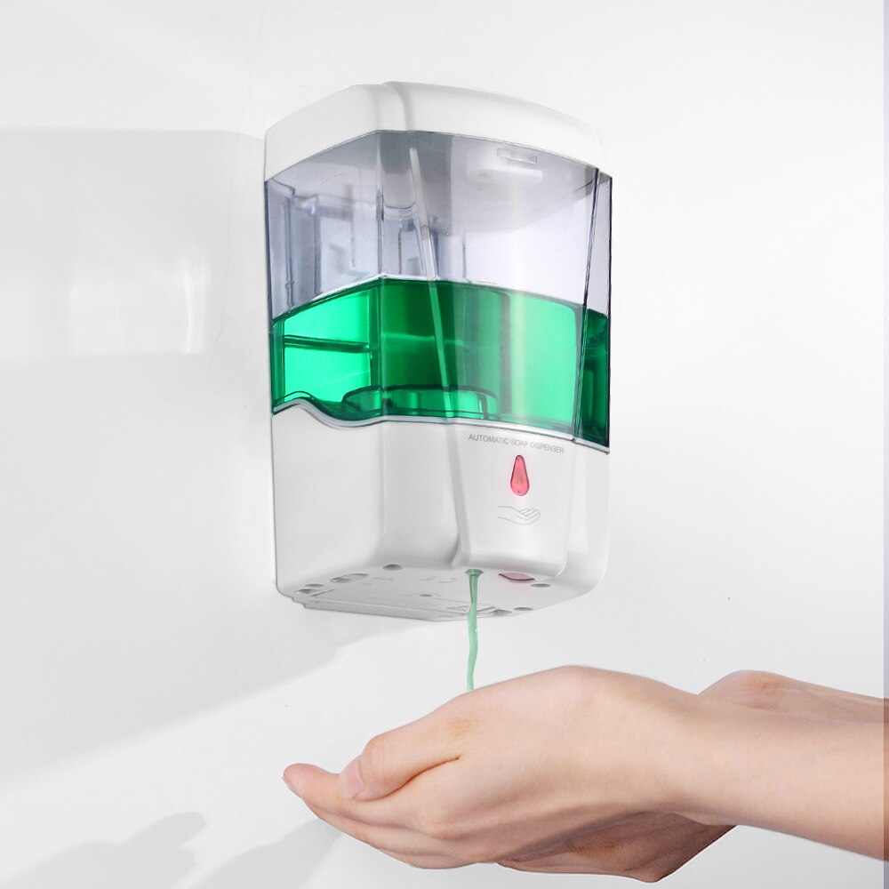Automatisk tvåldispenser väggmontering, handdesinfektionsdispenser kök beröringsfri sensor handfri flytande tvåldispenser