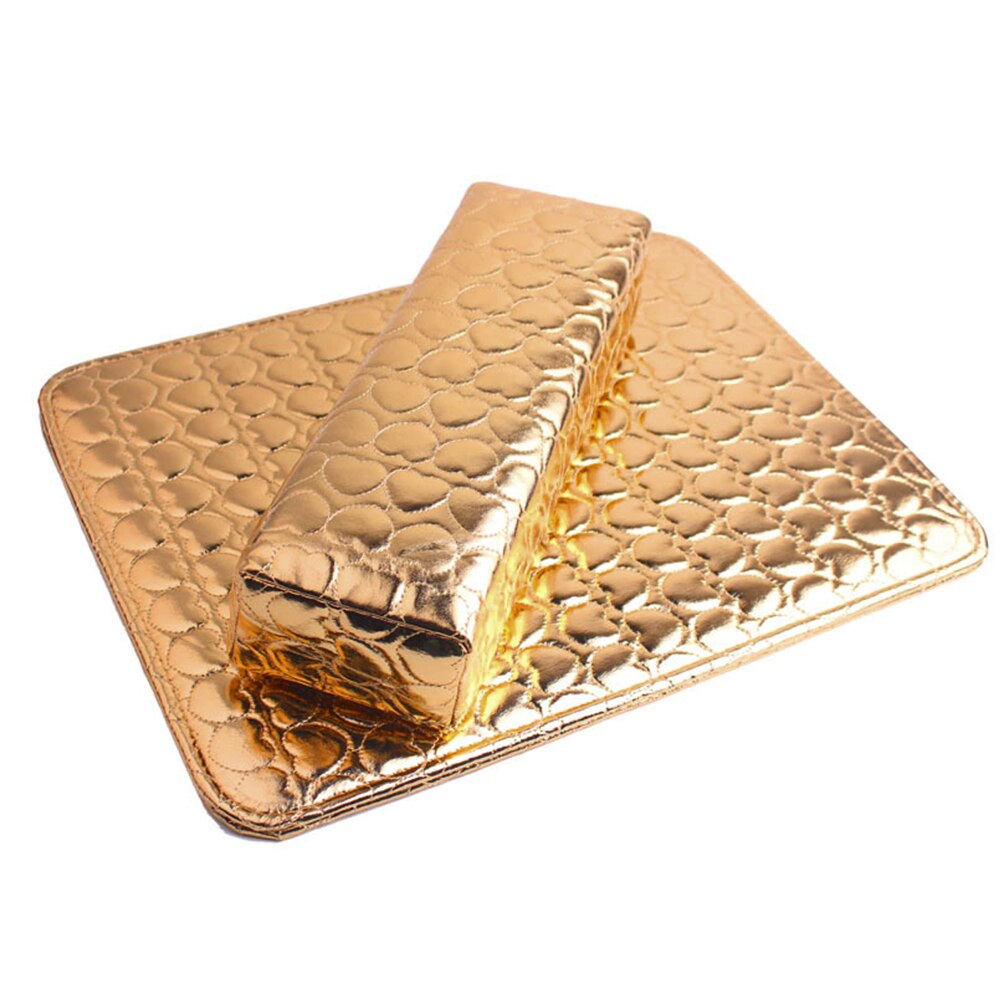 Braço ferramenta lavável retângulo travesseiro prego arte salão de beleza esponja titular almofada amortecido couro manicure cuidados com as mãos repousa macio: Ouro / Dourado