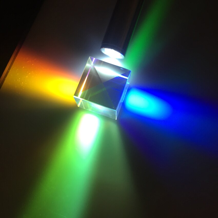 Prismes verre optique Cube défectueux croix dichroïque prisme miroir combinateur séparateur décor Module Transparent jouet outils d'enseignement