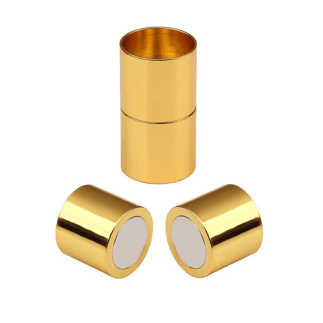 Lote de 5 unidades de cierres magnéticos fuertes cilíndricos de varios tamaños, hebilla para fabricación de joyería, accesorios de conectores de pulsera de cuerda de cuero DIY: M / Rojo