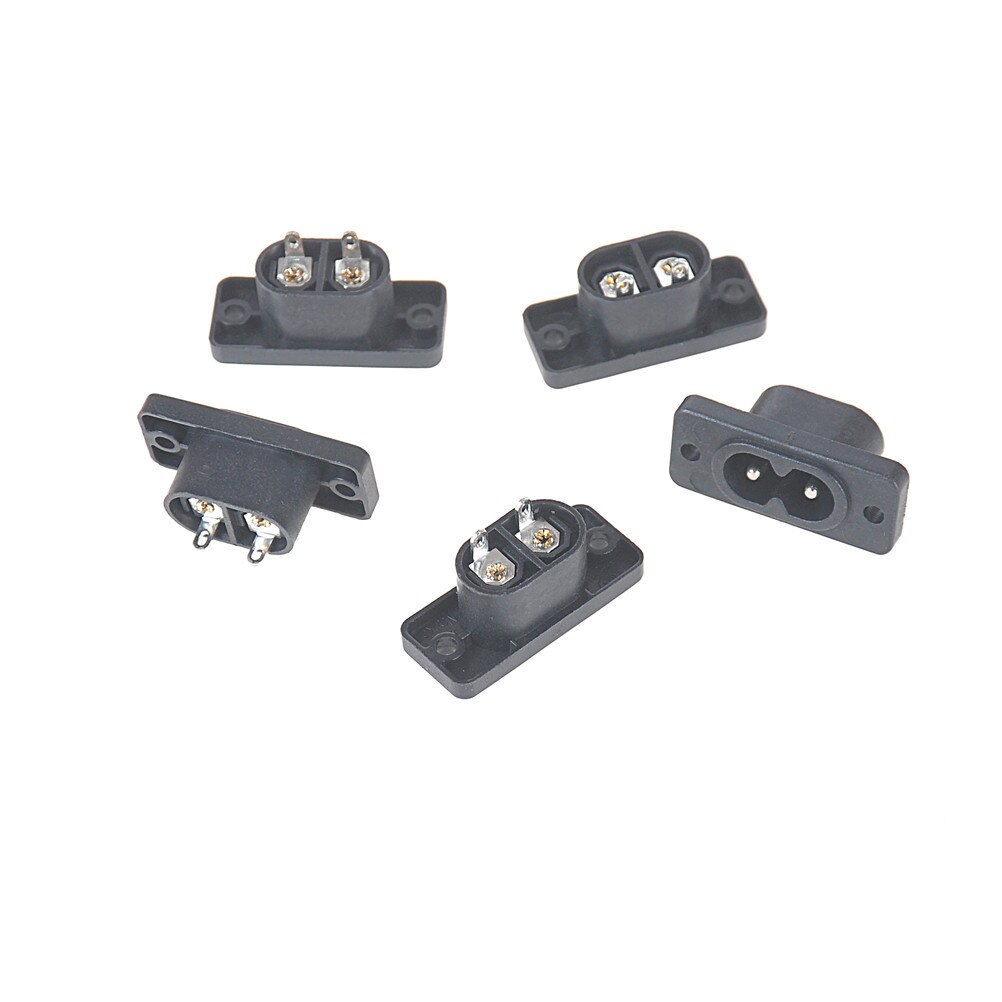 IEC320 C8 2 Terminal Power Plug Inlet Socket AC 250V 2.5A Black 5 Pcs/Set