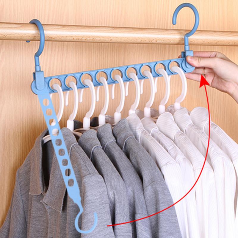 Nine-hole magic hanger multi-purpose hanger home magic storage artifact anti-skid drying rack Space Saving