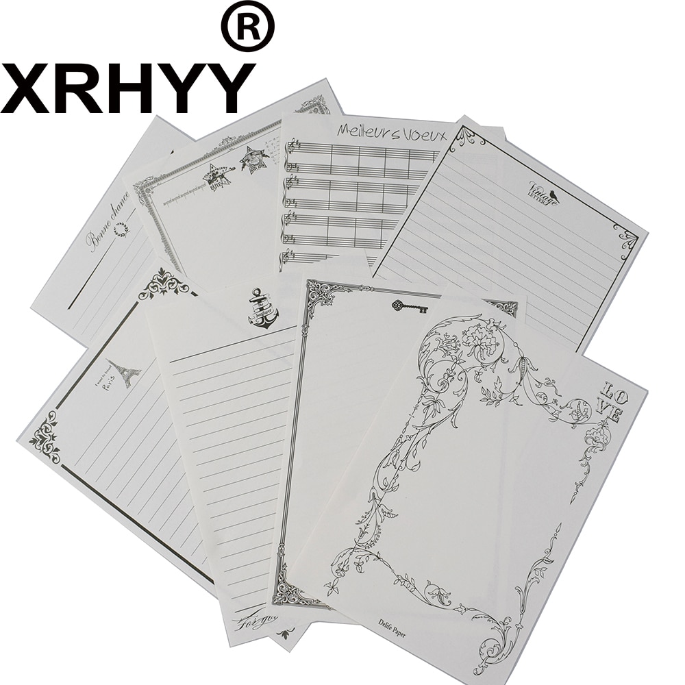 Papel de papelería Vintage para escribir, carta de amor romántico, pintura clásica, estilo antiguo, Tarjeta de notas, línea de papel, 8 Uds.