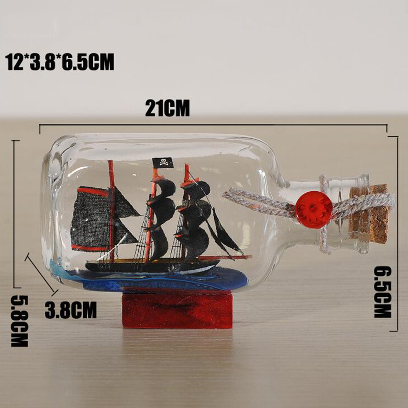 Boligindretning middelhavsstil mini skib båd drift flaske charme glasflaske lille træ kork hætteglas valentinsdag