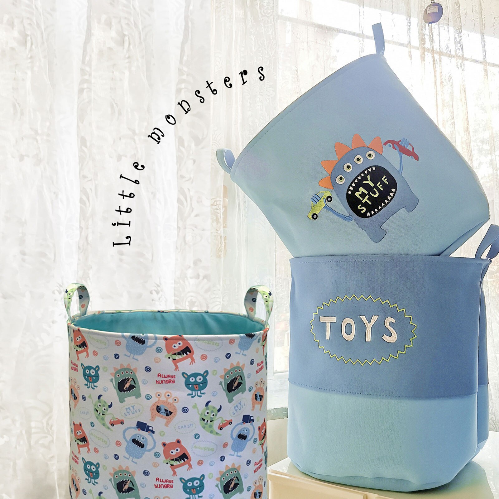 Portable Baby Laundry Basket Foldable Dirty Clothes Organizer Toys Storage Bucket Bag with Handles Laundry Accessories