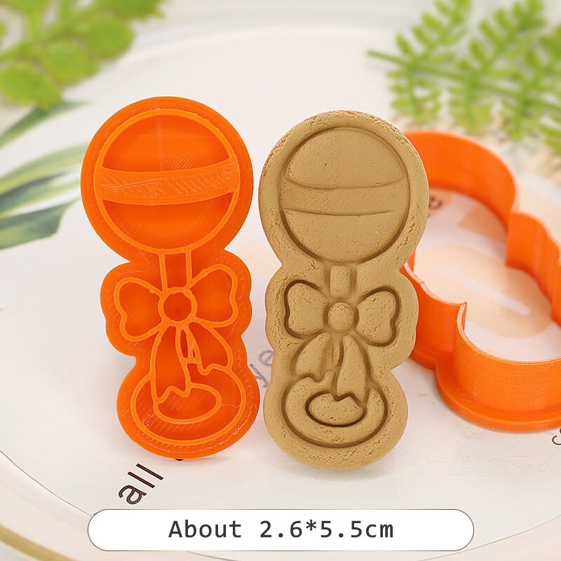 Cookie Cutter Biscuit Mold Cake Decoration Happy Birthday Baby Shower Cake Cookie Press Stamp Embosser Fondant Craft Cutter: 9(Random Color)