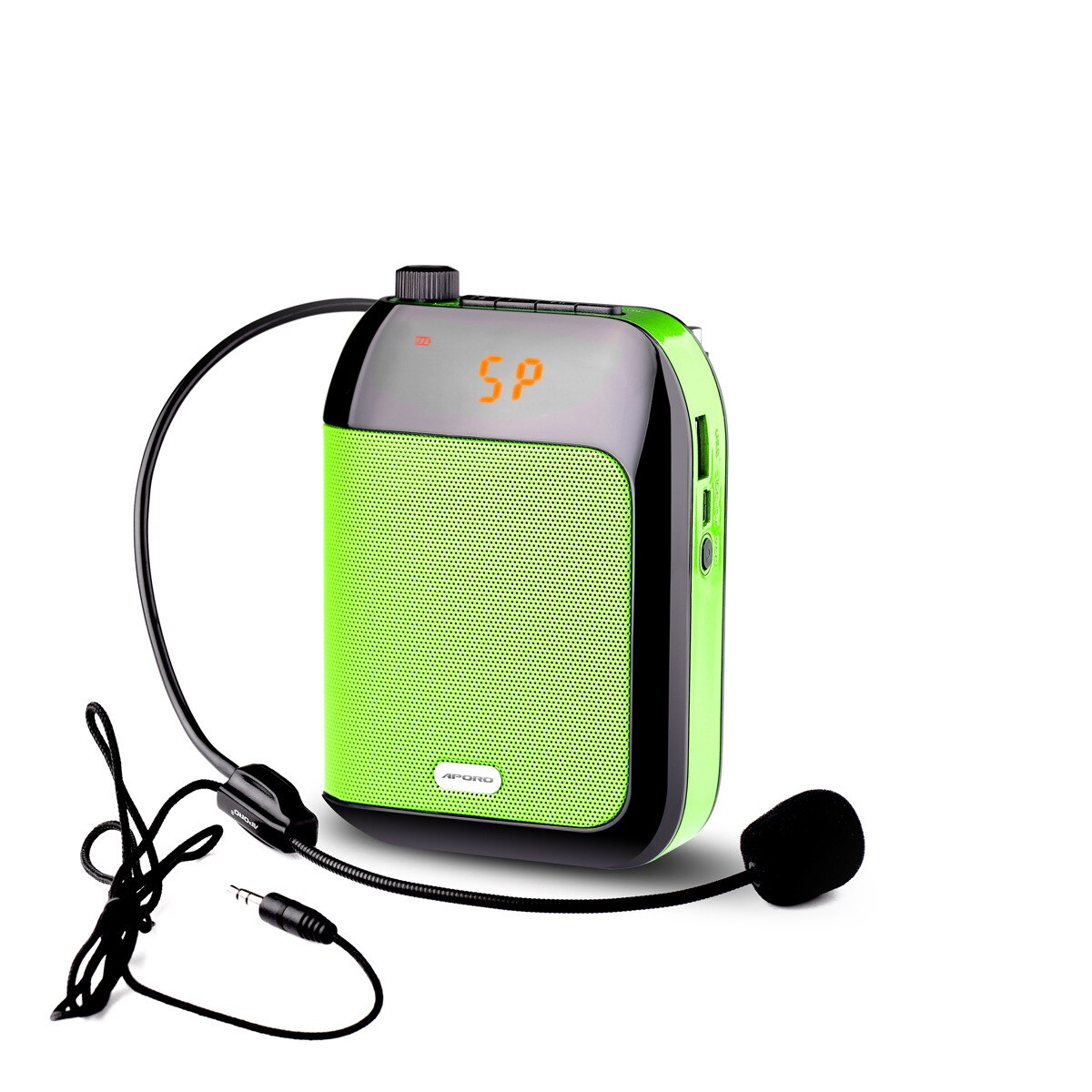 15w kablet megafon bærbar stemmeforstærker bærbar headset mikrofon 2400 mah big power musikafspiller til undervisning: Grøn