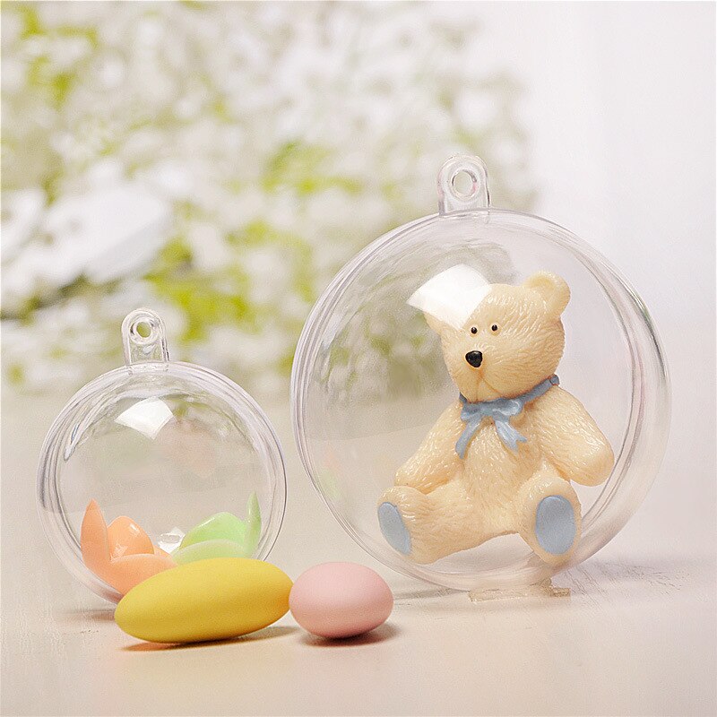 Christmas Decoration Hanging Ball DIY Plastic Sealable Can Open Transparent Hollow Sphere ChristmasTree Hanging Transparent Ball