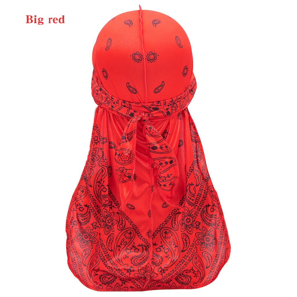 Satin- männer dehnbar Kappe Hüfte hüpfen Du Doo Lappen Durag Perücken Turban Bandana Headwear Feste Farbe lange Hütte Binden schwanz Haar Zubehör: rot