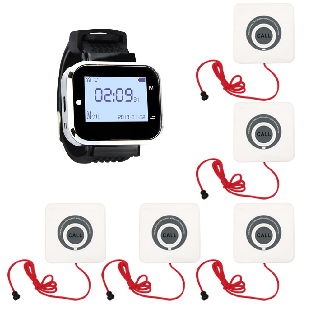 JINGLE BELLS Watch Receiver Wireless Touch Screen Service Call Bells Button Pager Wireless Restaurant Guest Calling Systems