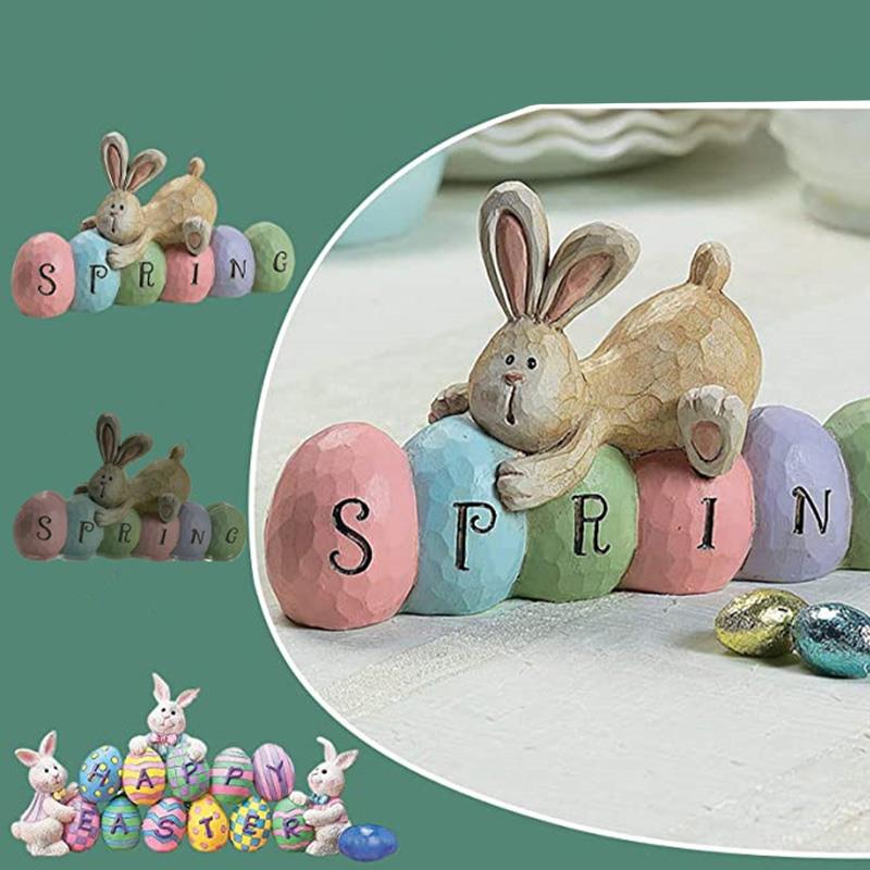 Corona con estampado de conejo de pascua, colgante de huevo de conejo para , decoración de Ambiente, decoración de pared para el hogar, accesorios,