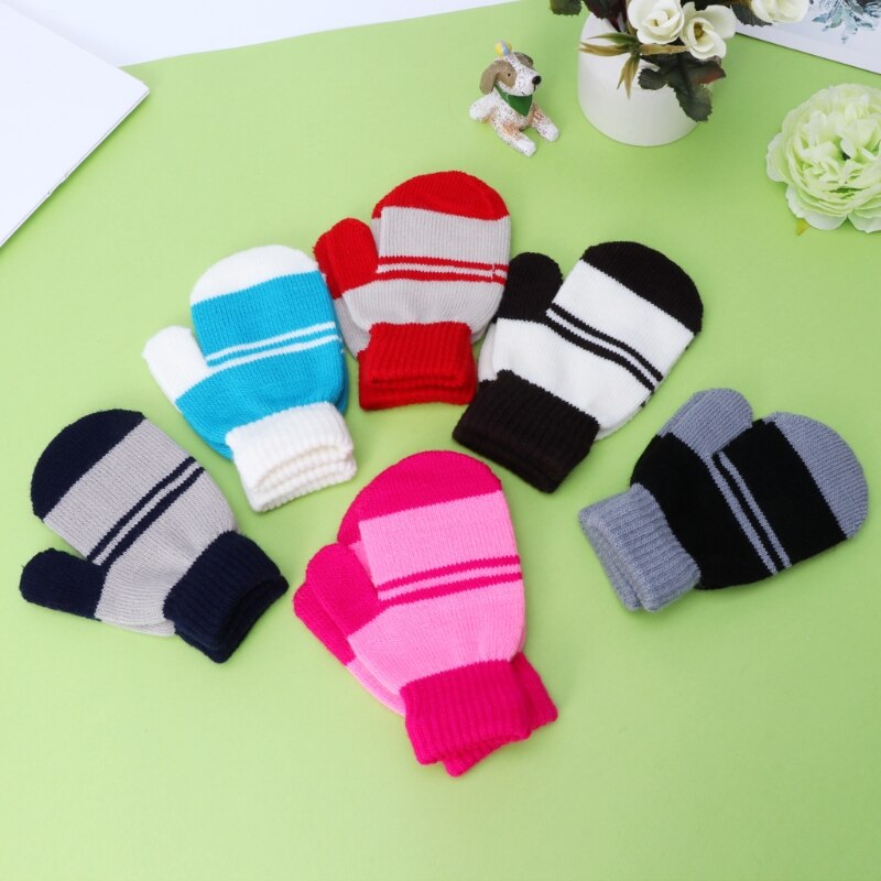 Cute Winter Warm Baby Children Knitted Stretch Mittens Kids Girls Boys Gloves