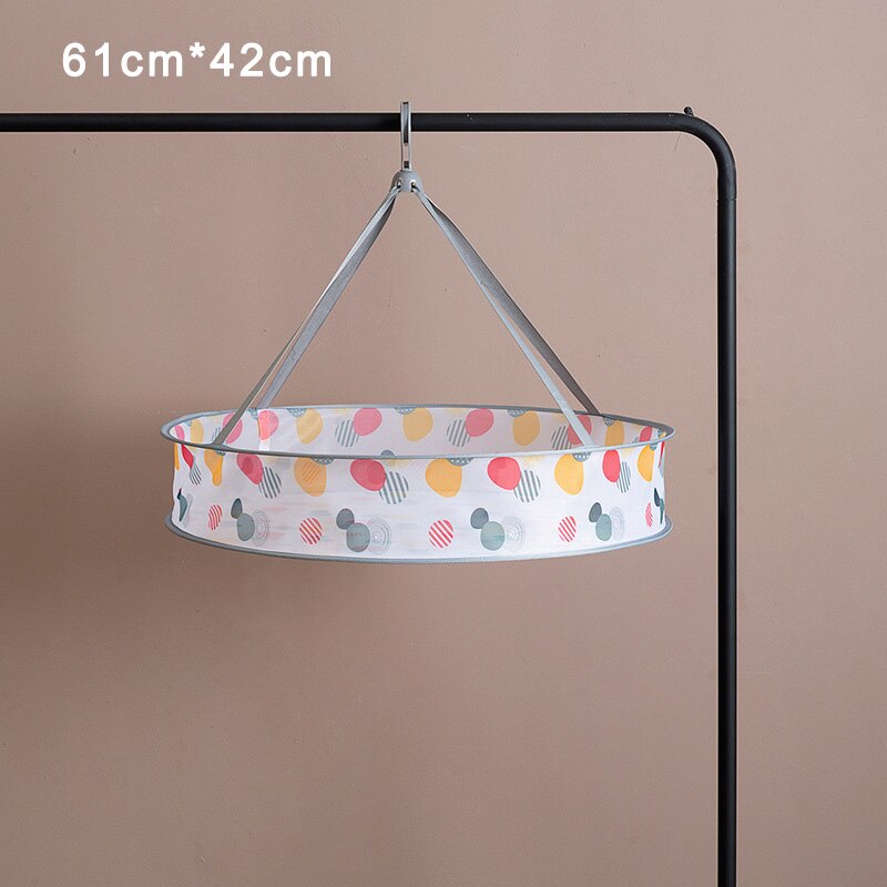 Enlarged Foldable Drying Nets Windproof Hook Steel Ring Multi-layer Clothes Basket Underwear Sweater Cloth Dry Rack Mesh Hanger: Large-Single-layer R