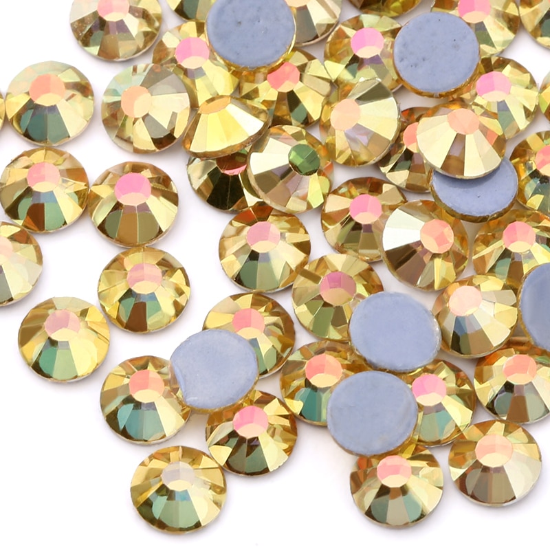 Metal Sunlight Hotfix Rhinestones for Clothes Flatback Crystal Fix Stones Strass Glitters for Fabric DIY decoration