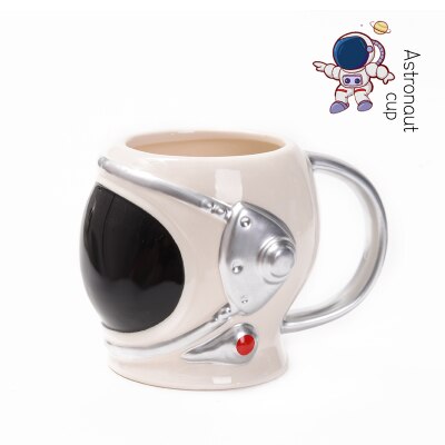 Astronaut Helmet 3D Porcelain Mugs With Handgrip Spaceman tumbler Ceramic Coffee Mugs Office Office Home Tea Cups: Black