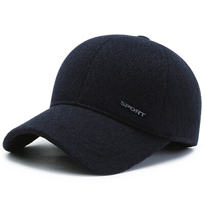 Winter Baseball Cap Men Cotton Hat Dad Hat Warm Hat Plus Velvet Thickened Baseball Cap Wind Cold Duck Tongue Ear Caps: Blue
