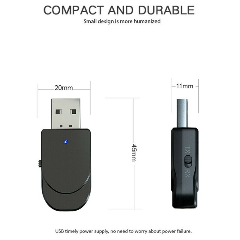 3 in 1 Bluetooth 5,0 USB o Empfänger Absender 3,5mm Jack AUX Stereo Musik kabellos Adapter für TV PC kopfhörer