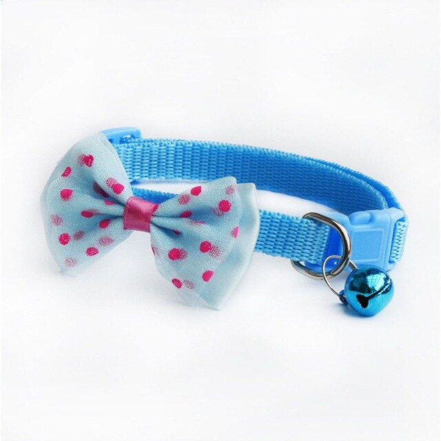 Puppy Adjustable Cute Necktie Dog Cat Pet Collar Nylon Bell Kitten Candy Color 1pc Bow Tie Bowknot Likesome: Sky blue