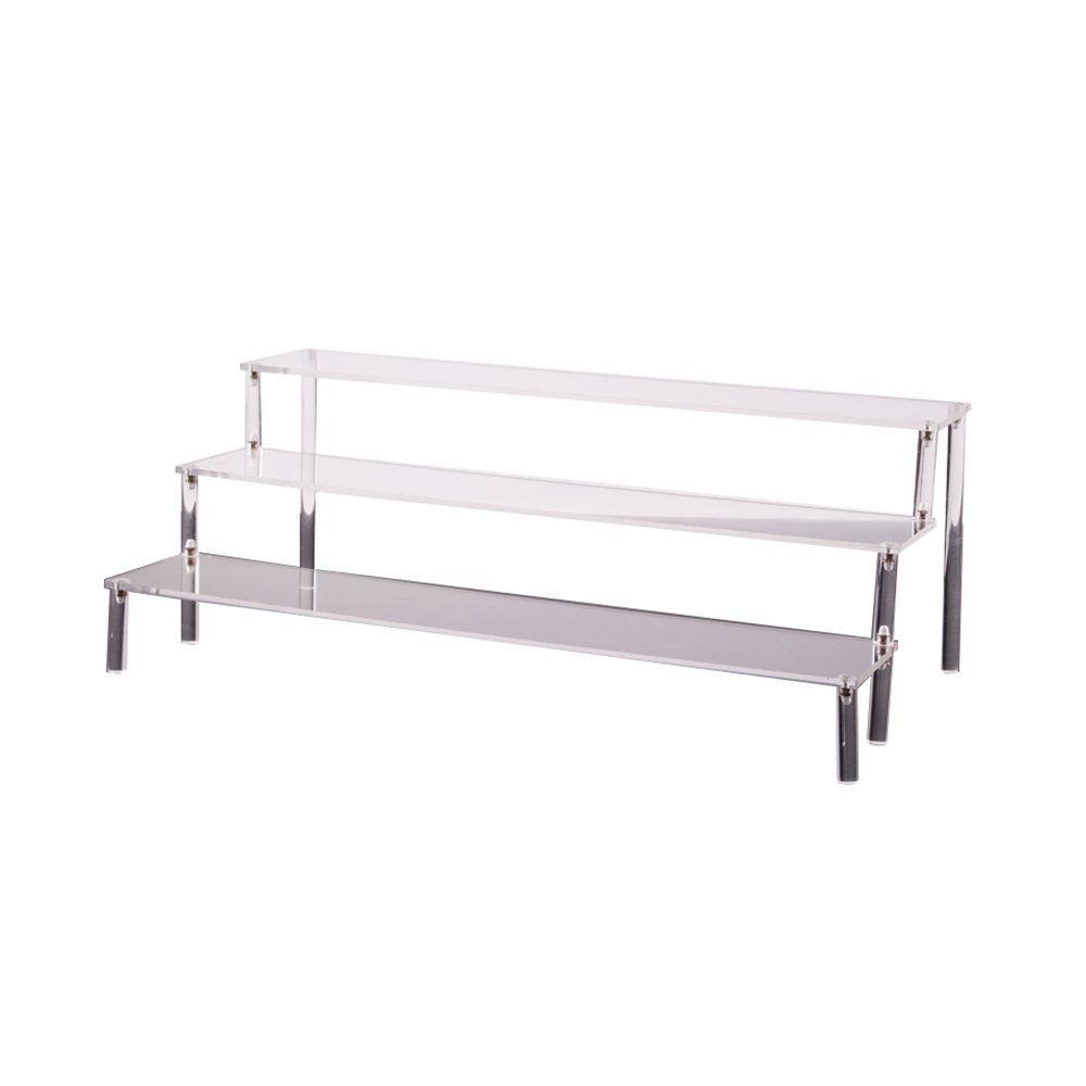 Klar akryl display stativ kosmetikk oppbevaringsstativ avtakbar stige rammeholder leketøy bilveske parfyme modellholder: 39.5 x 7.5 x 4.8cm