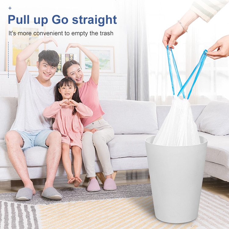 Koti keittiö kylpyhuone köysivetävä roskapussi erittäin paksu muovinen kiristysnyörillinen roskapussi kaksoisauma tiivis vahva roskapussi