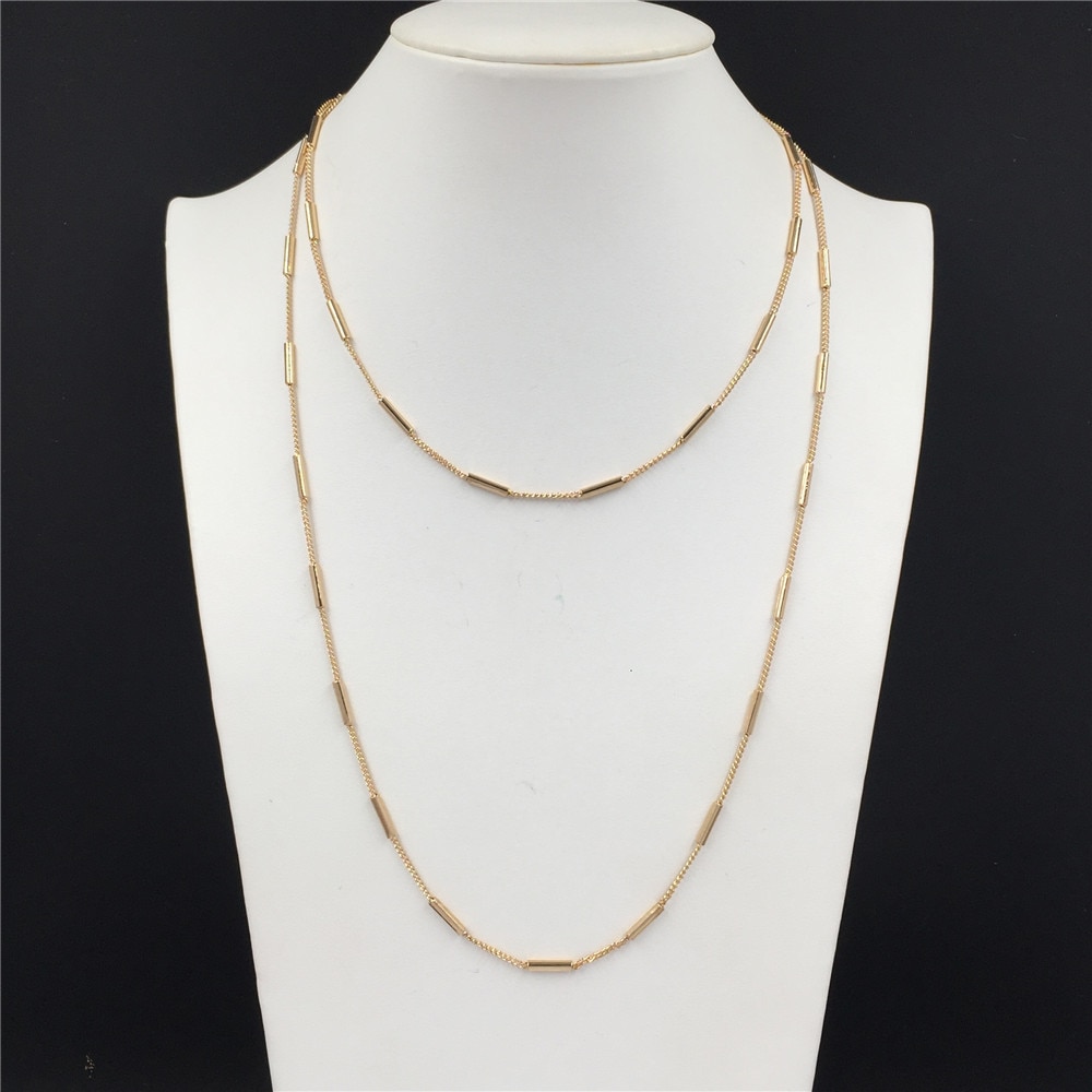 Trendy Gold Color Plating Thin Pipe Chain Long Necklace For Women Girl Men Multi Use For Bracelet Chic Gorgeous Casual Jewelry