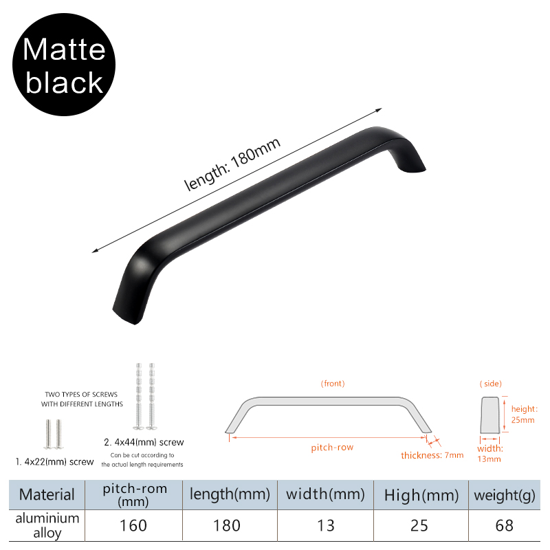 Minimalistisch modern meubilair kastdeur lade lange handgrepen voor badkamerkast zwarte aluminiumlegering: Beige