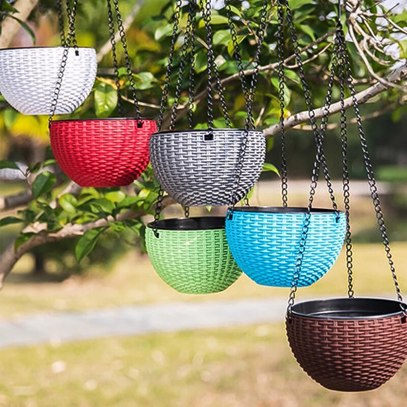Macetas colgantes de resina para decoración de pared, cesta de flores para jardín, exterior, 1 ud.