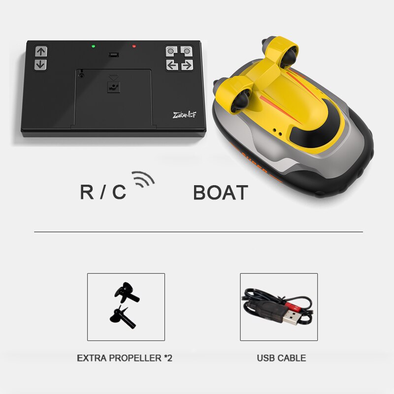 High Speed Mini RC Racing Boat 2.4G Remote Control Fishing Ship Water Toys for Boys Girls Youth Hobby: Yellow