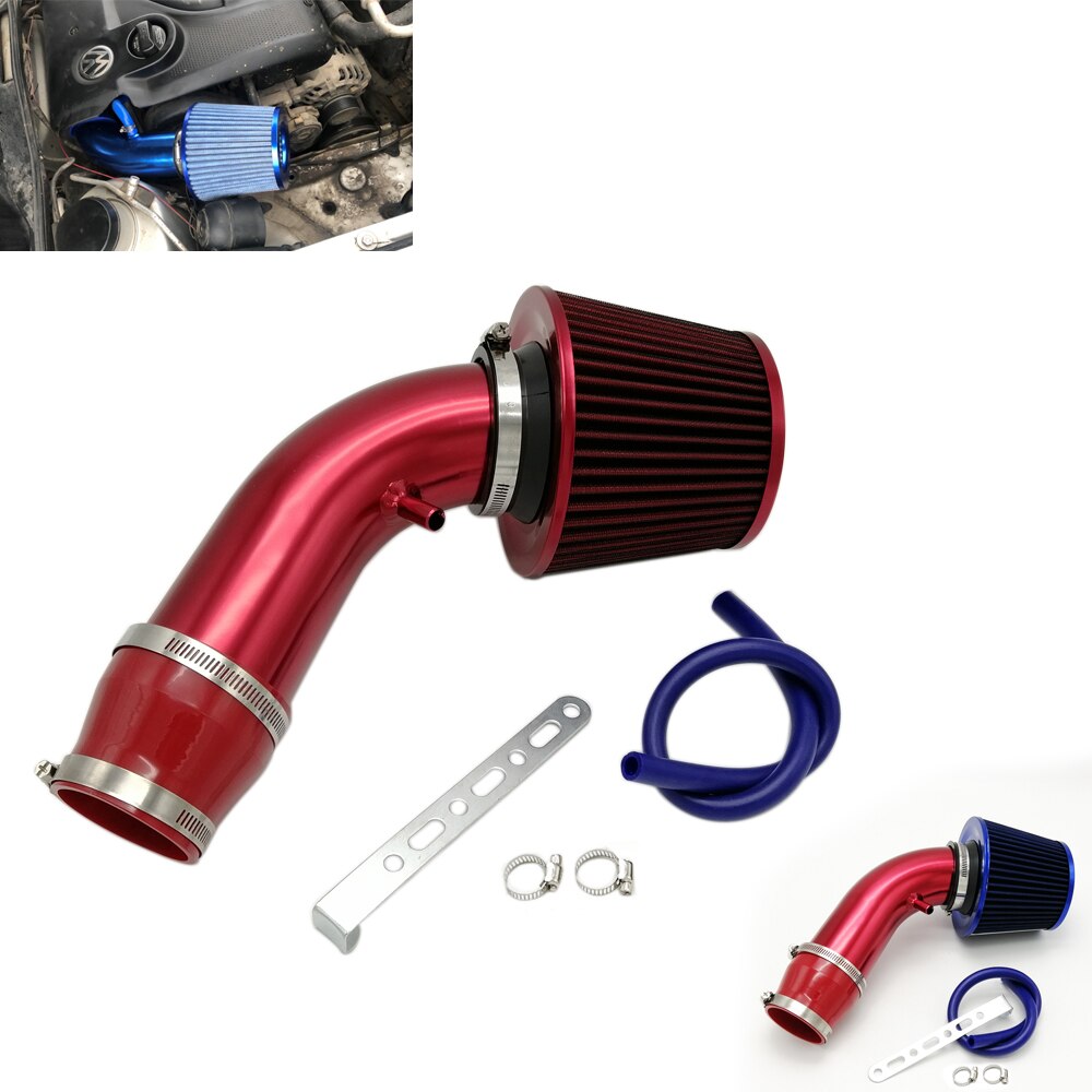 Aluminum Alloy Air Intake Pipe Car Cold Air Intake Filter Kit 76mm 3inch Blue Red Universal