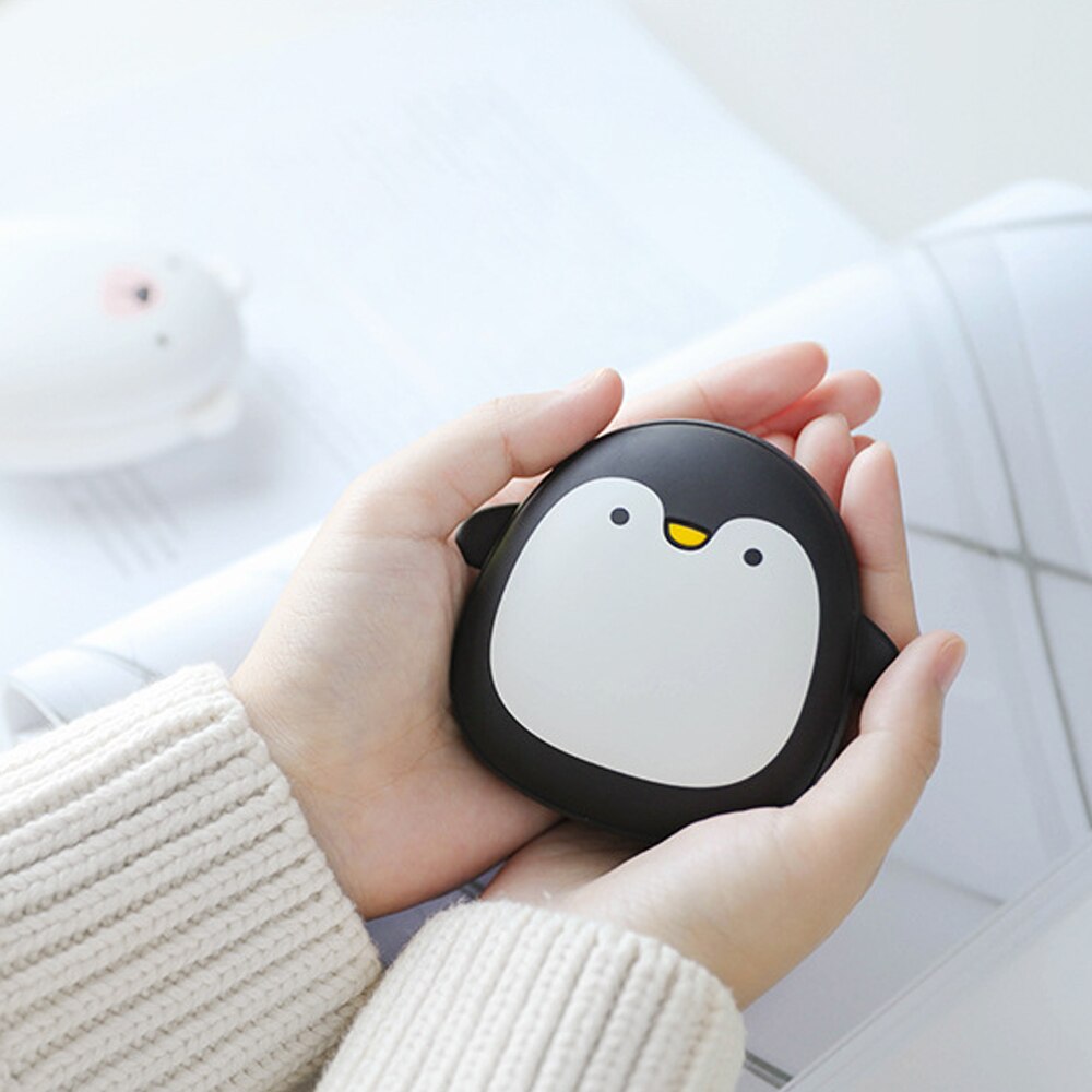 DIOZO-calentador de manos eléctrico Mini 2 en 1, calentador de manos portátil, recargable por USB, almohadilla de calefacción: penguin