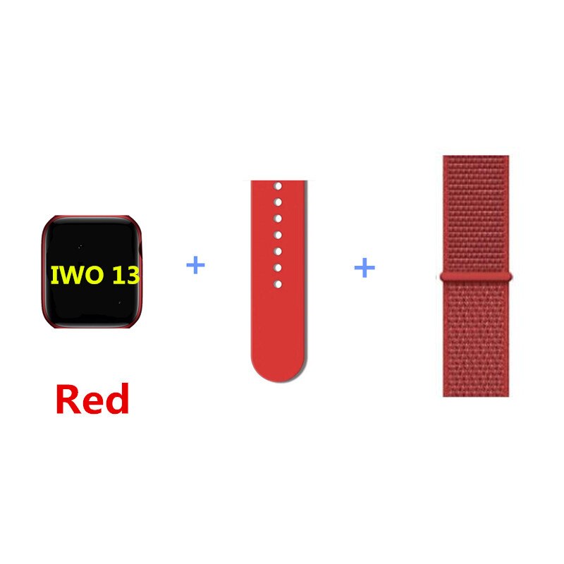 Original IWO 13 Smart Uhr Serie 6 Frauen Männer Unterstützung Bluetooth Anruf Herz Rate Besser Als IWO 12 Pro W56 smartwatch Für IOS: red add nylon