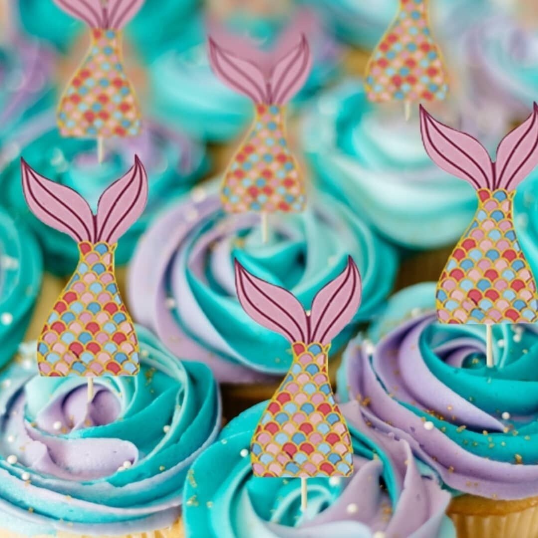 1Pack Mermaid Tail Zeester Shell Cake Toppers Cake Wrappers Voor Meisje Verjaardagsfeestje Taart Decoratie Kids Mermaid Party decor